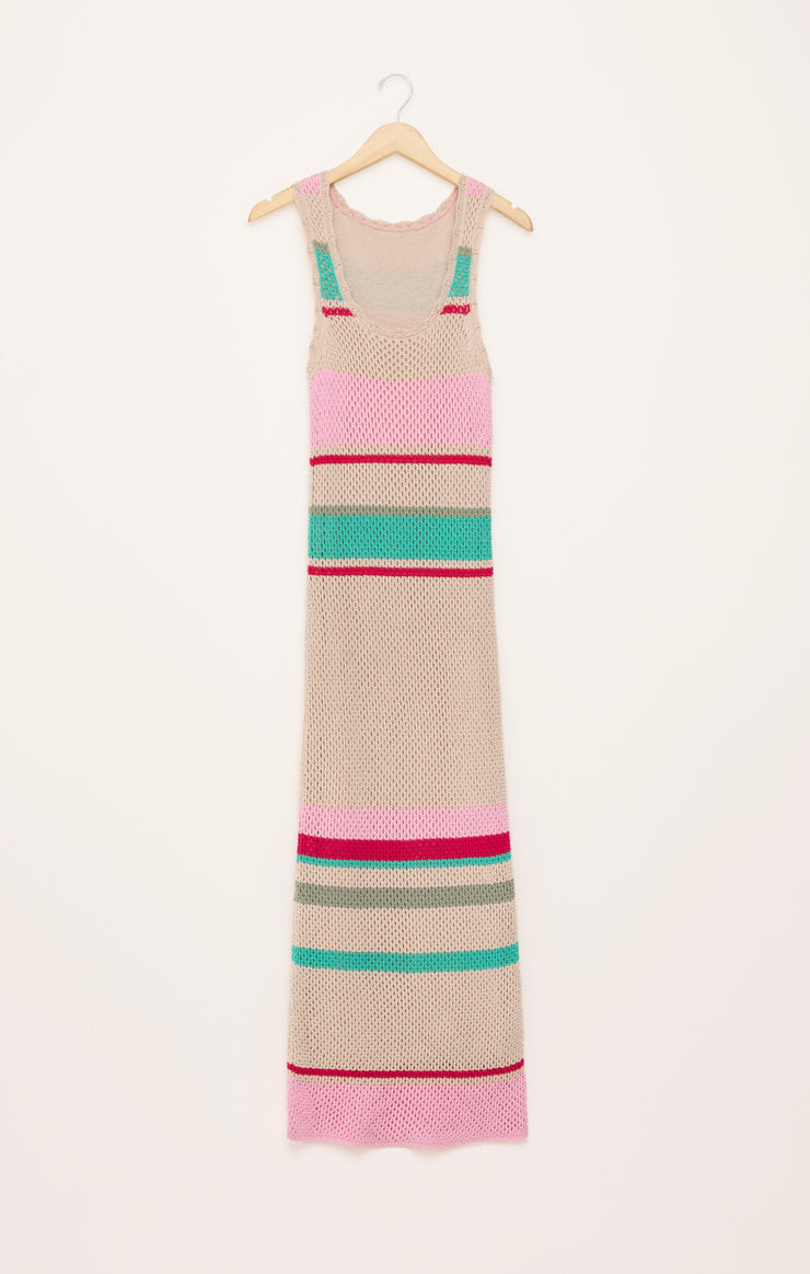 Ibiza Stripe Crochet Sweater Maxi Dress