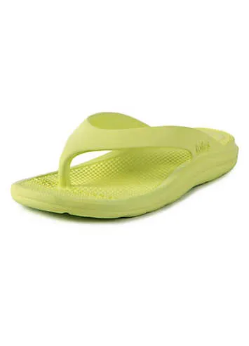 Ladies Vivid Lime Bounce Toe Post Sandals by Totes | Look Again