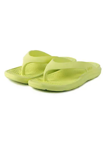 Ladies Vivid Lime Bounce Toe Post Sandals by Totes | Look Again