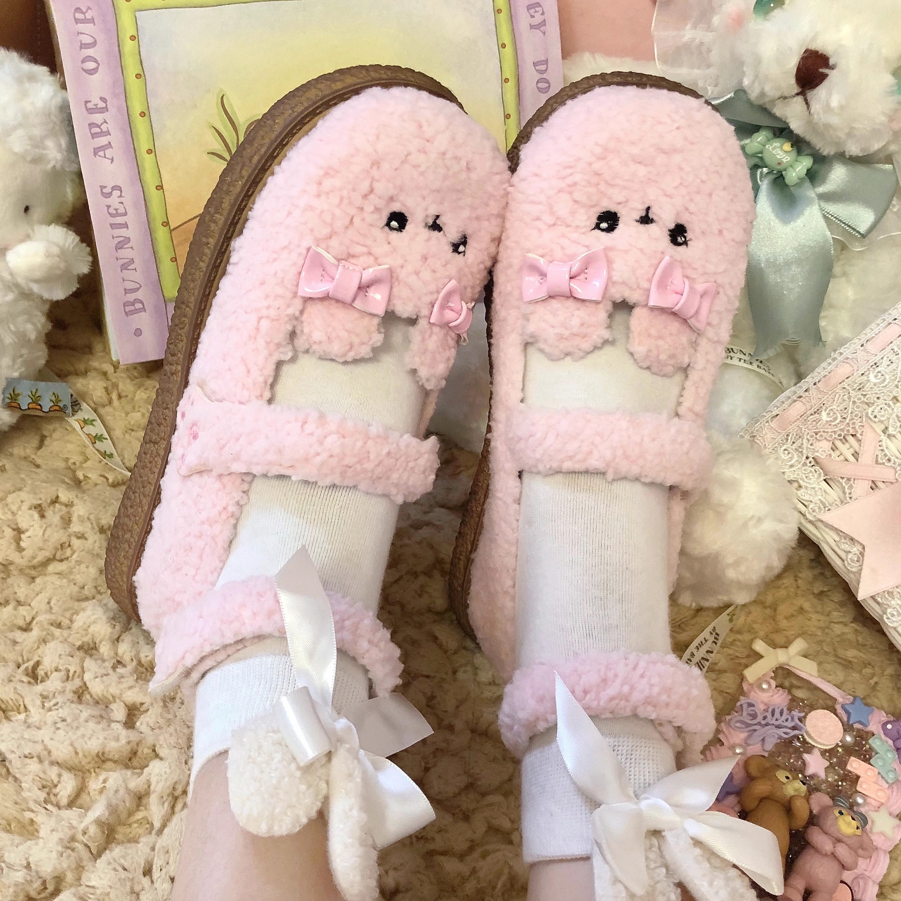 Little Sweet Bear Plush Lolita Lambhair Shoes BY12202