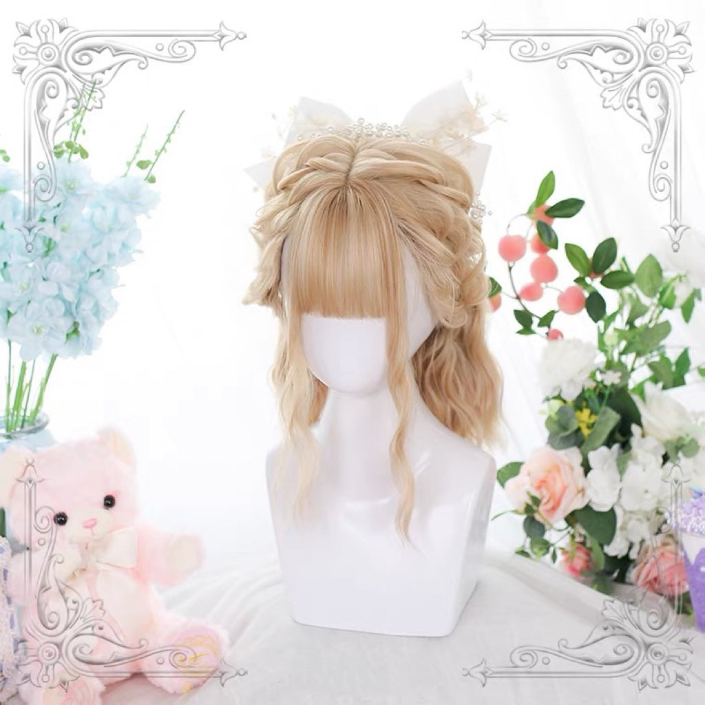 Lolita daily blonde short curly wig BY3301