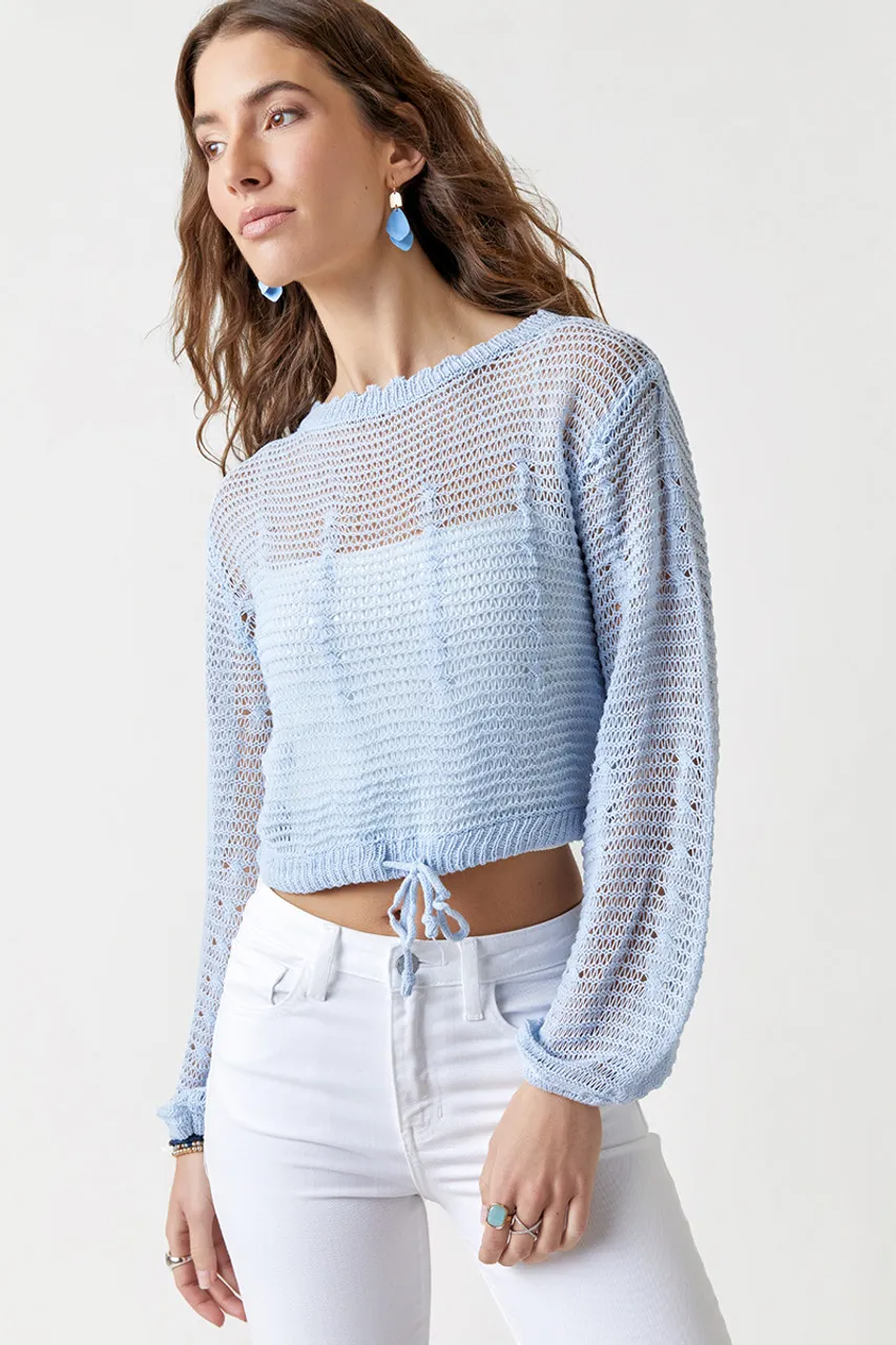 Lou Pointelle Balloon Sleeve Sweater