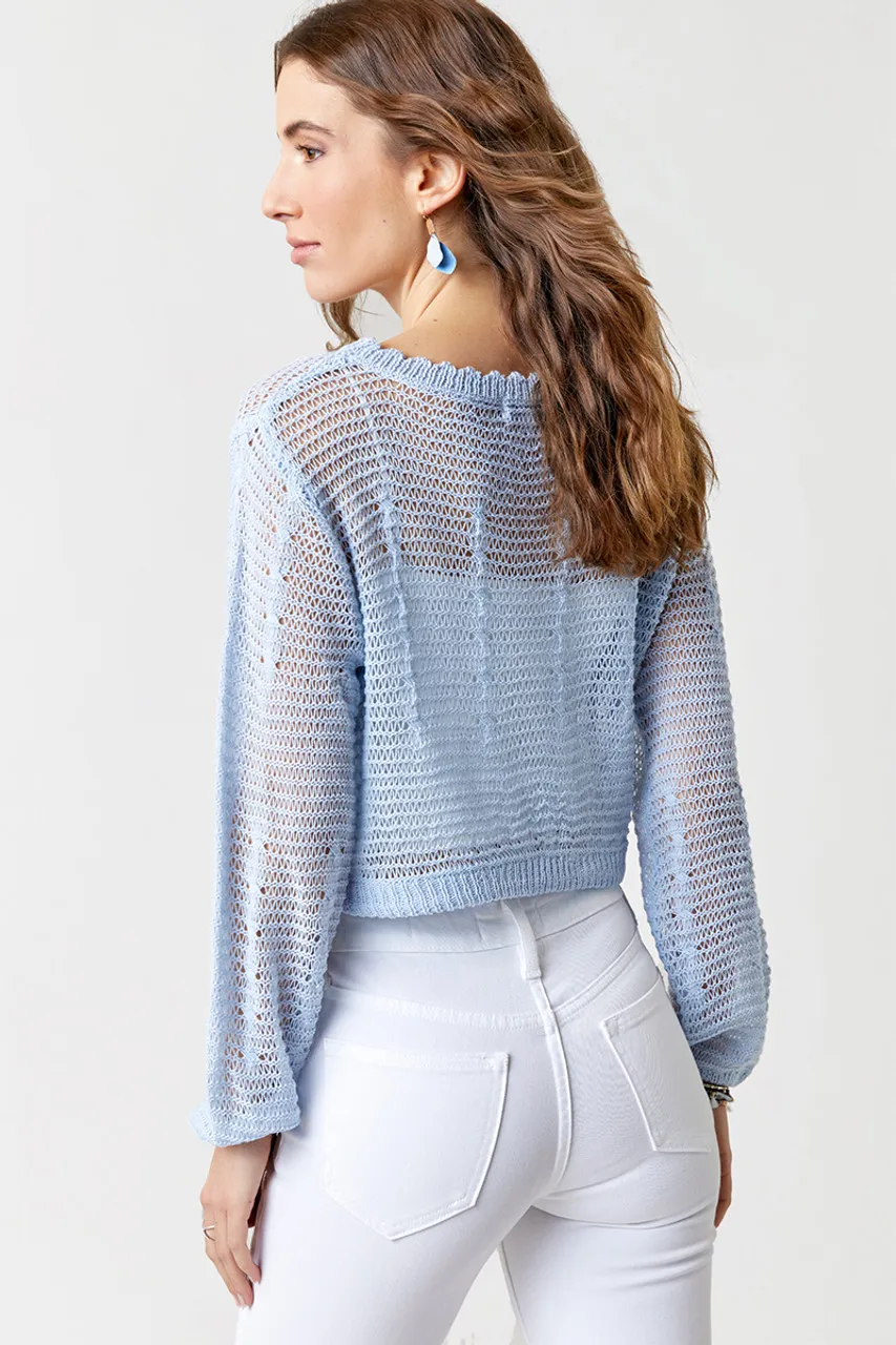 Lou Pointelle Balloon Sleeve Sweater