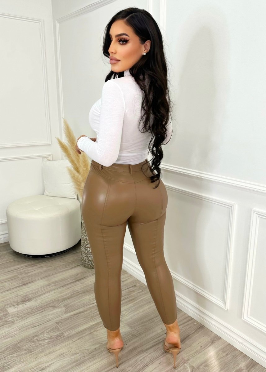 Maddie Faux Leather Pants Mocha