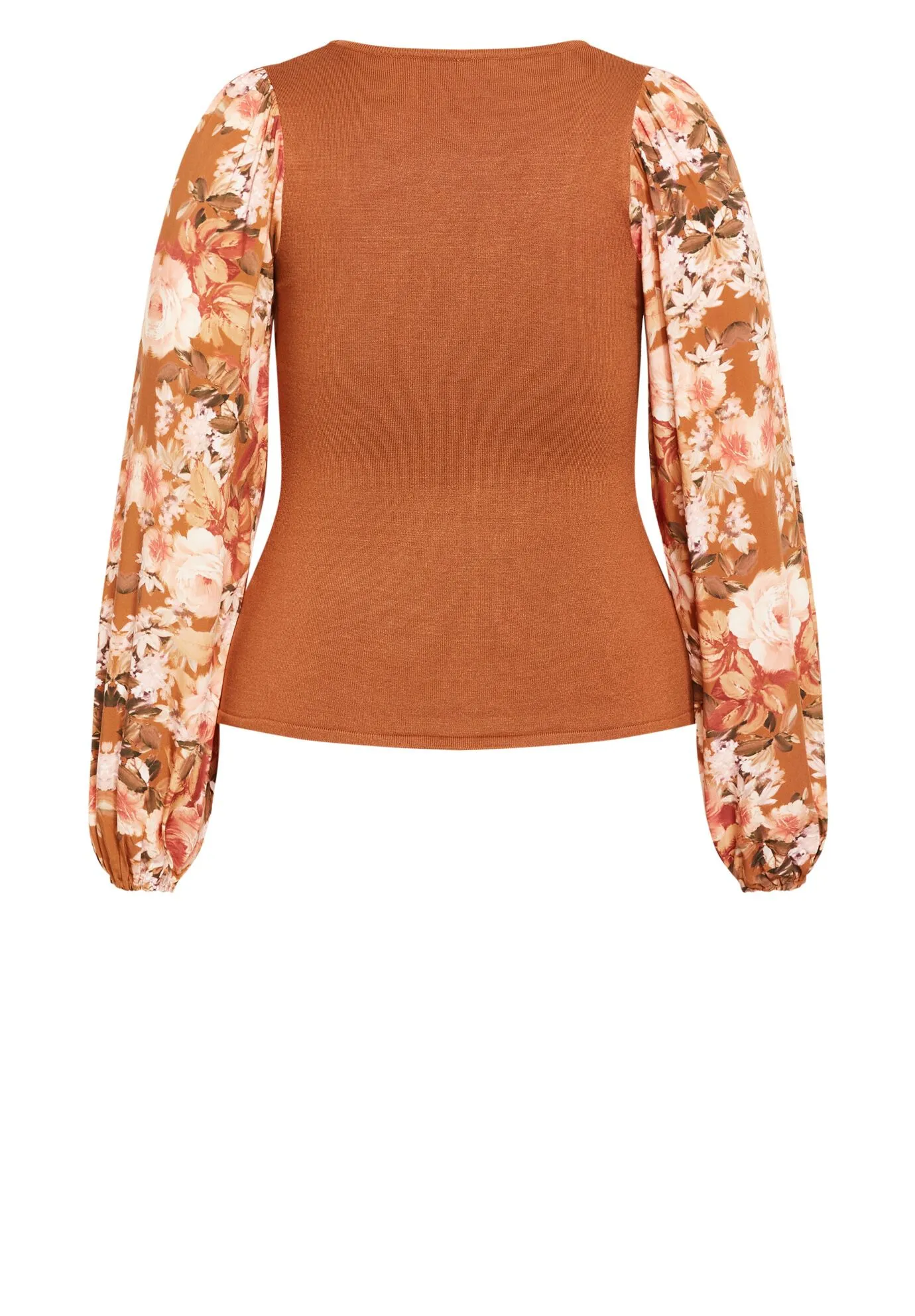 May Contrast Floral Sleeve Sweater