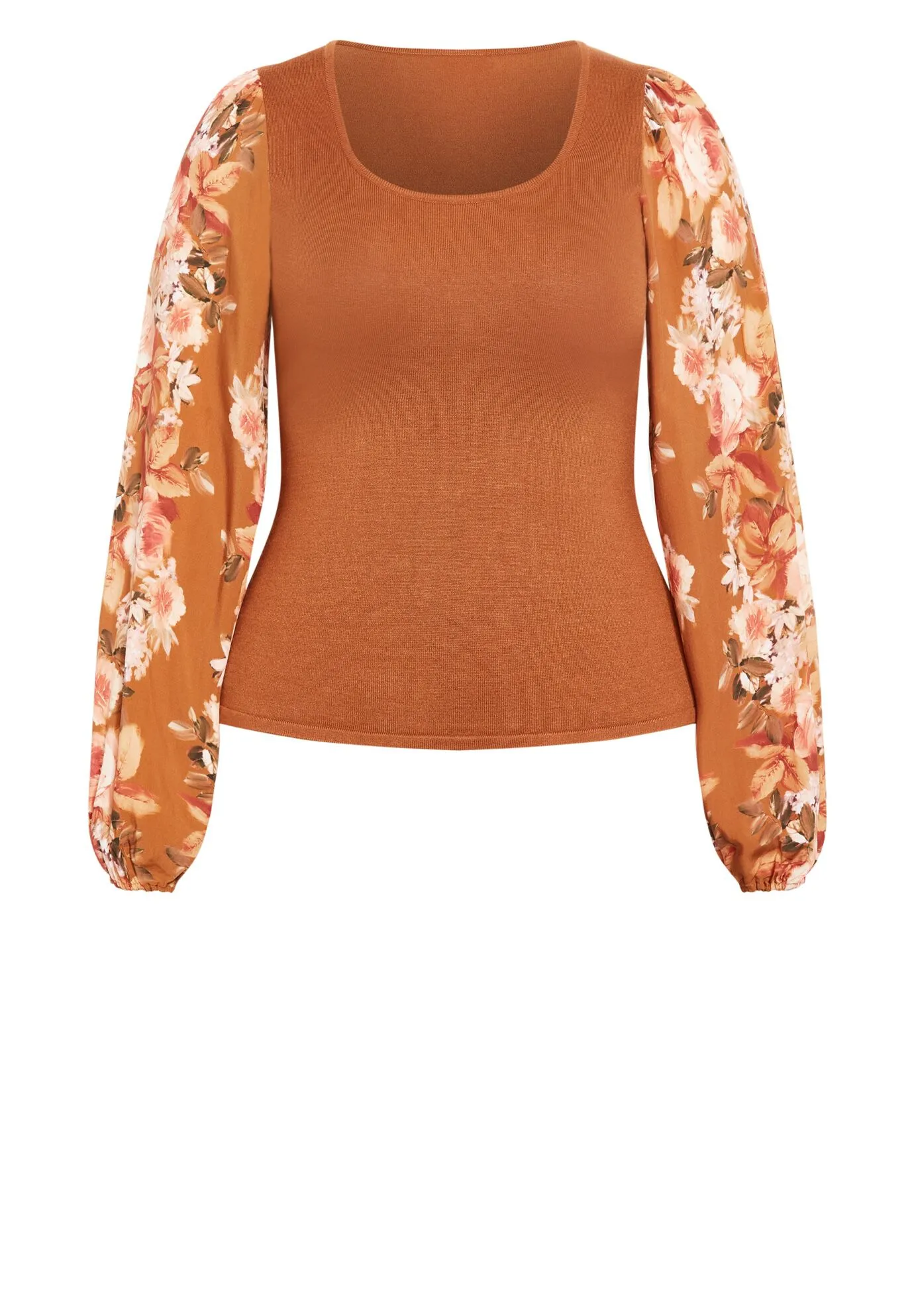 May Contrast Floral Sleeve Sweater