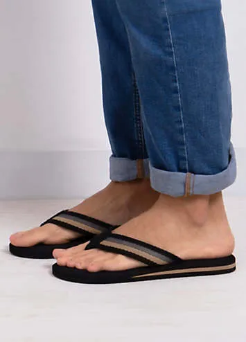 Mens Black Tape Toe Post Sandals by Totes | Look Again