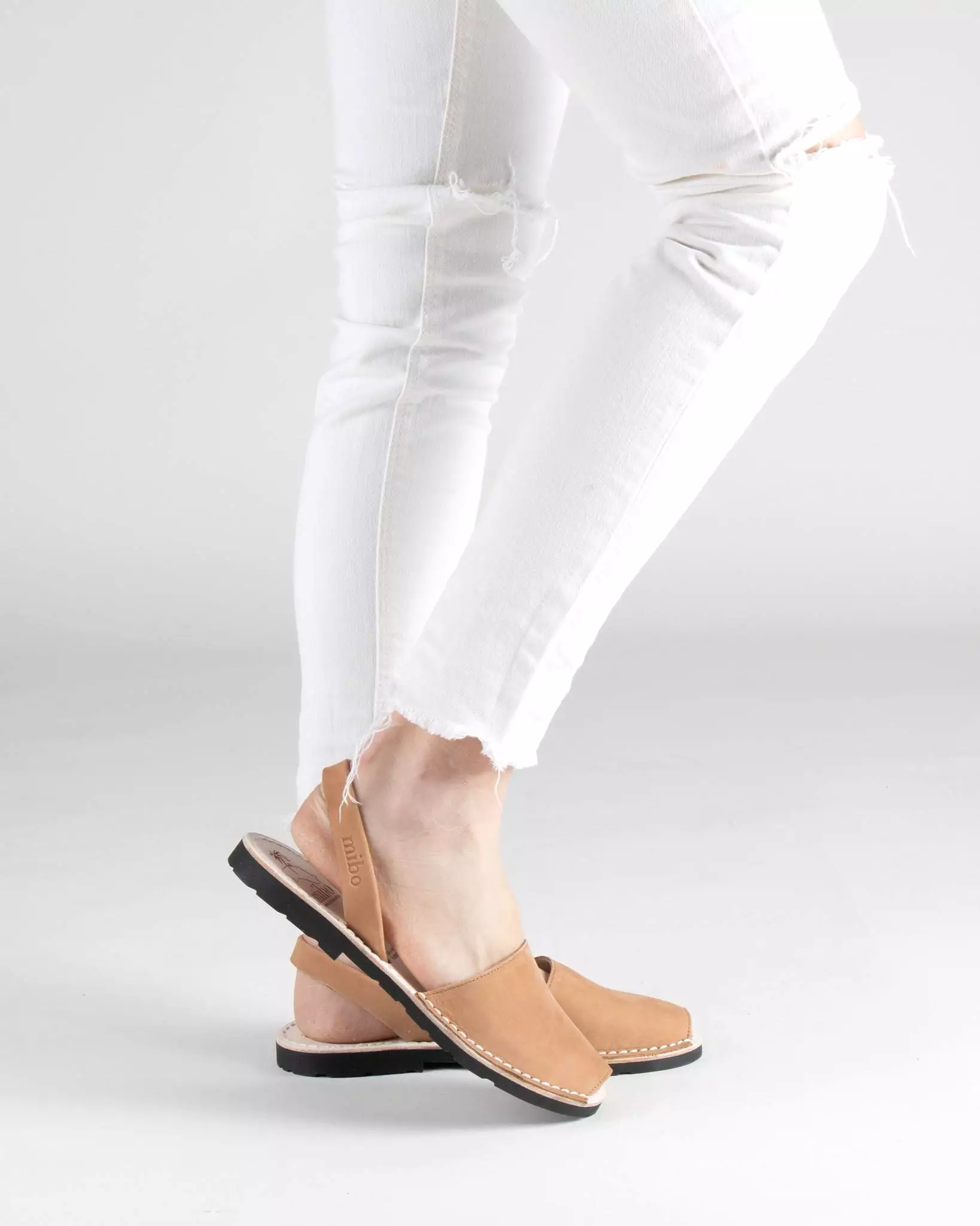 MIBO Classic Menorcan Avarca Beige Leather Sandal