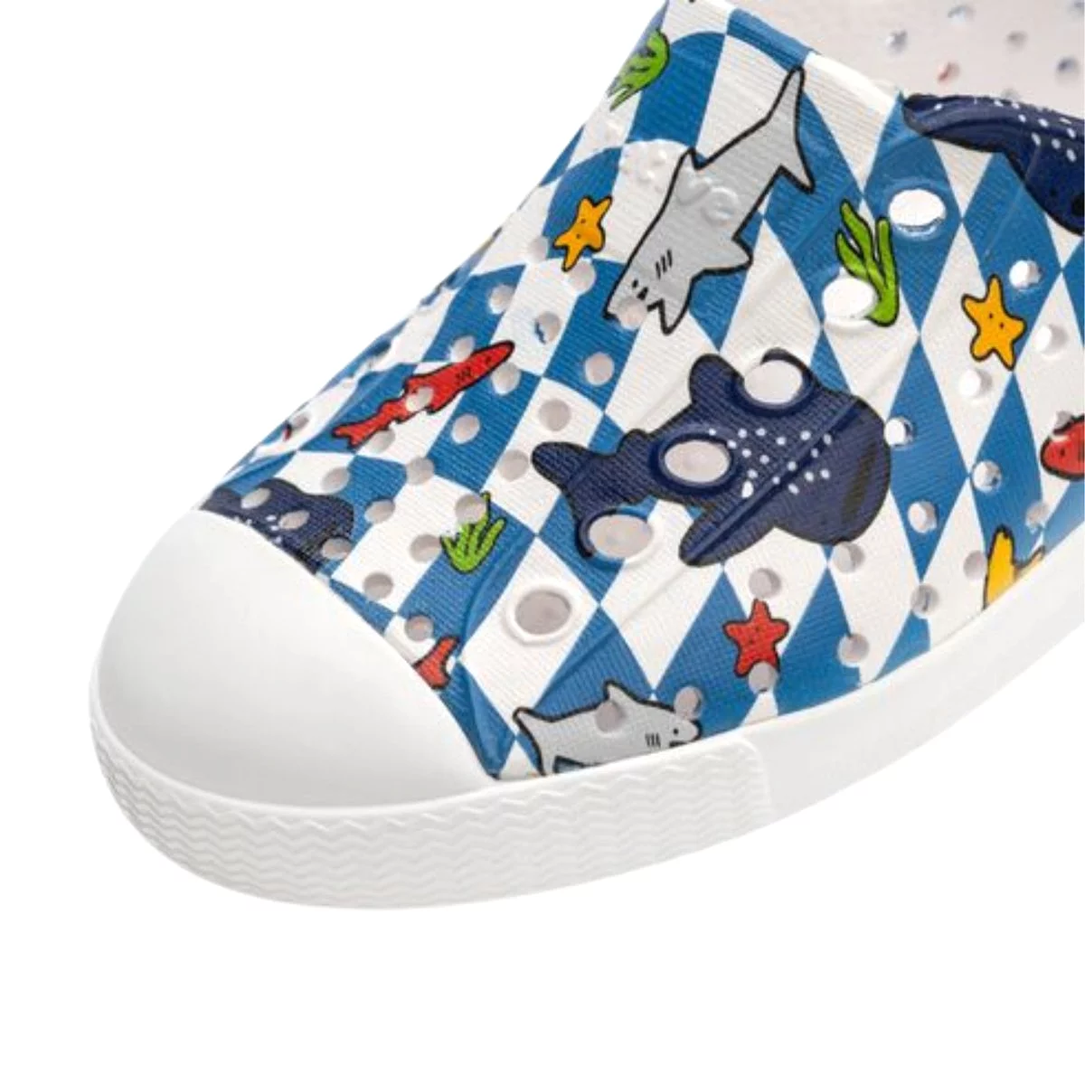 Native Toddler's Jefferson Tod Sugarlite Shell White/Shark Grid Print