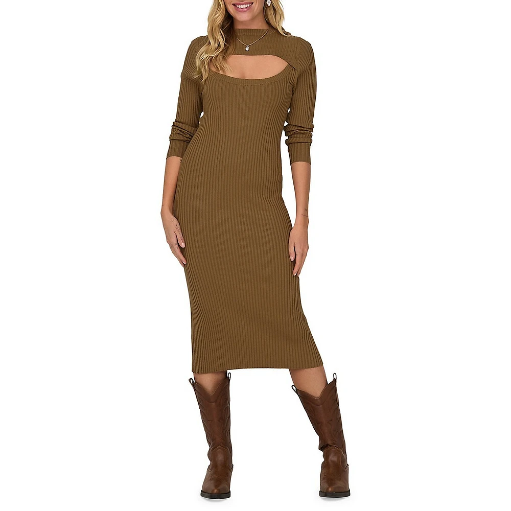 ONLY Cutout Ribbed Sweater Dress