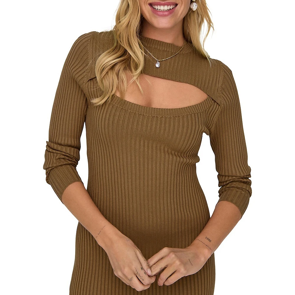 ONLY Cutout Ribbed Sweater Dress