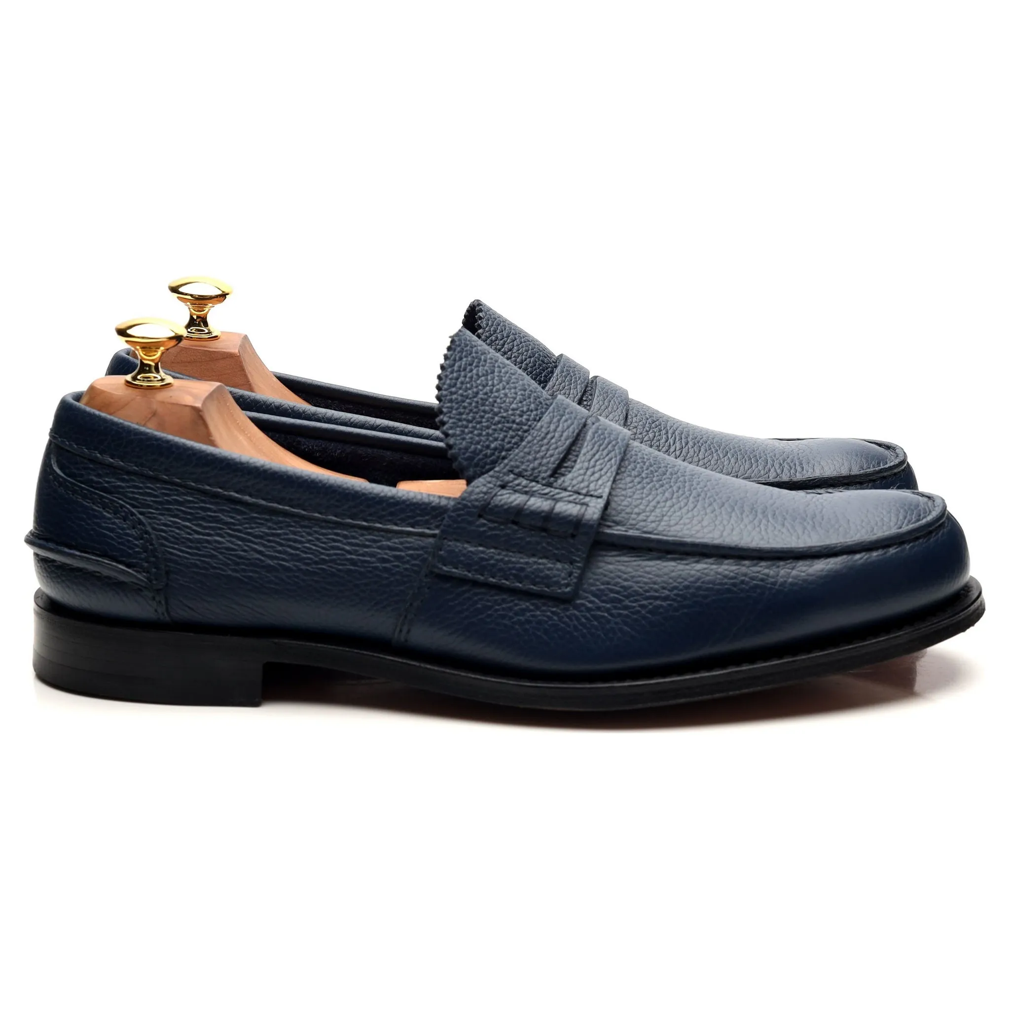 'Pembrey' Navy Blue Leather Loafers UK 10.5 F