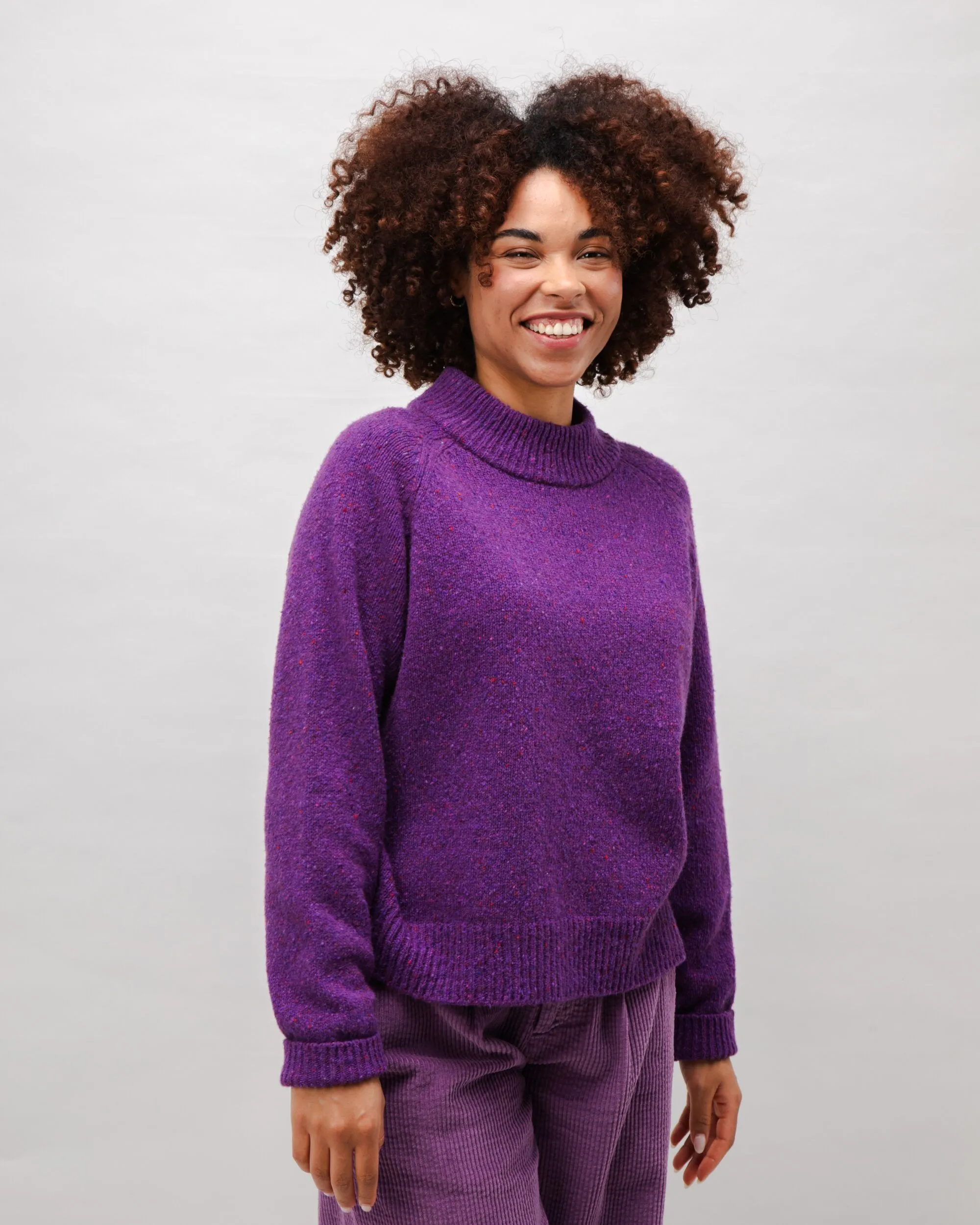 Perkins Raglan Wool Sweater Orchid