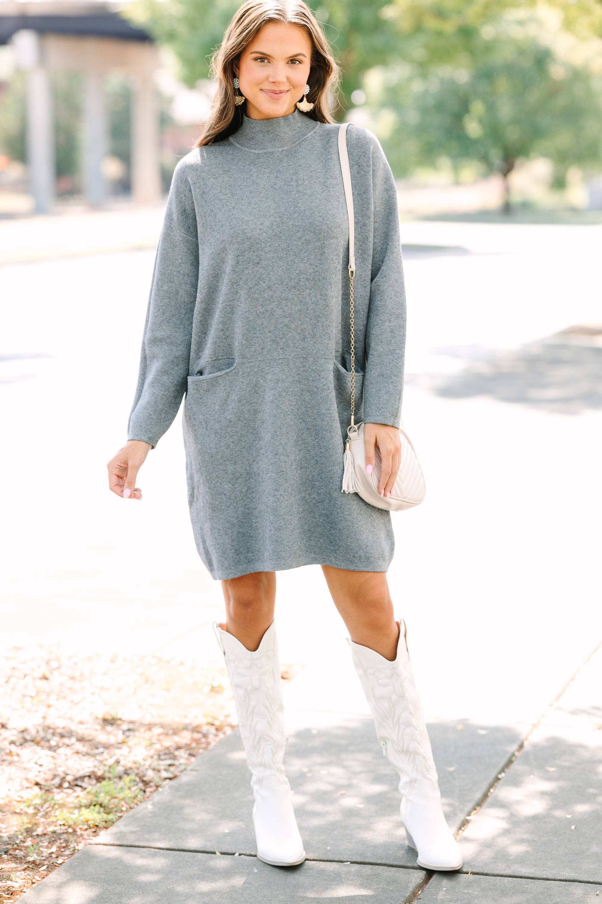 Pinch: Still In Love Gray Mock Neck Sweater Dress