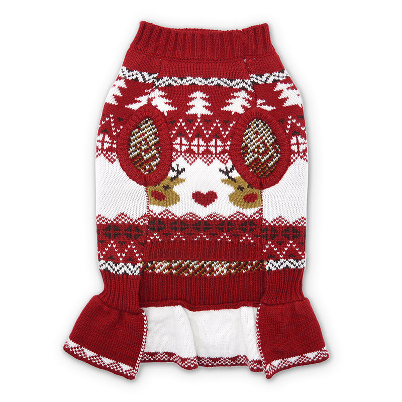 Reindeer Fair Isle Dog Sweater Dress