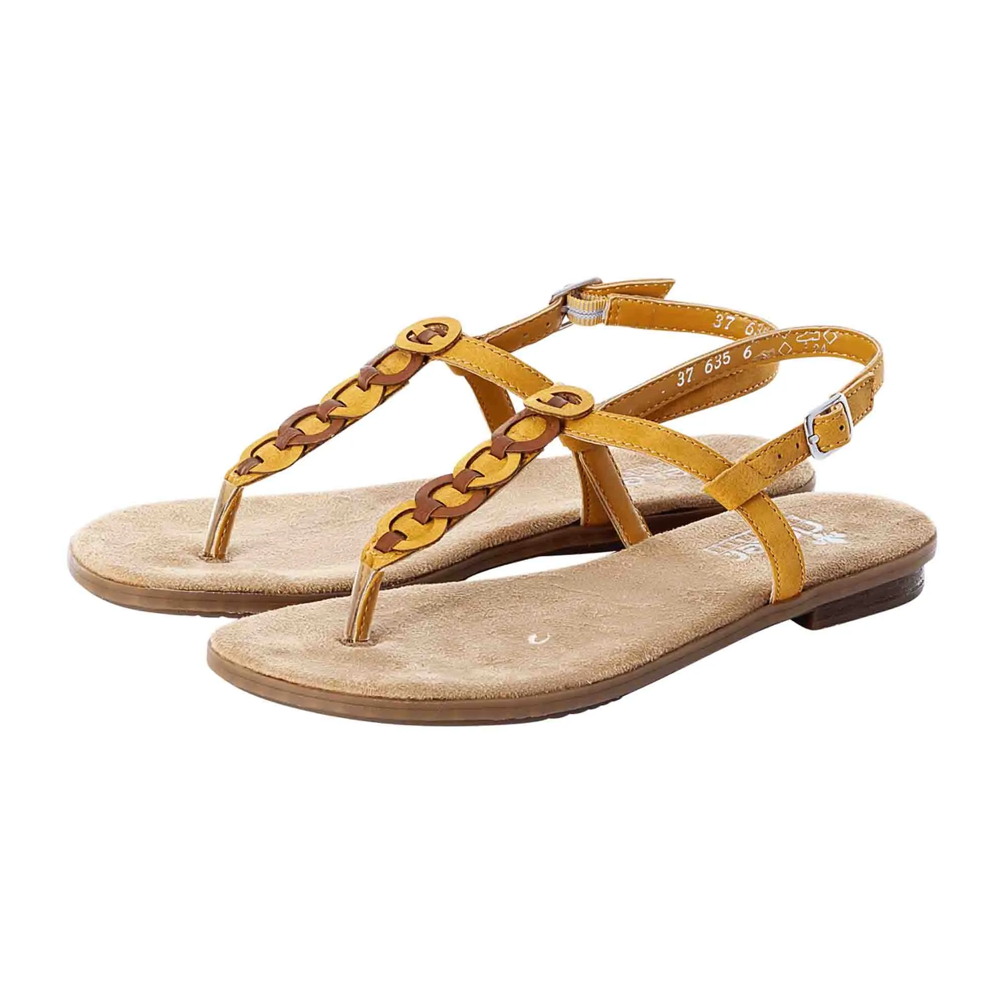 Rieker Yellow Toe Post Sandals for Women Summer Synthetic Material