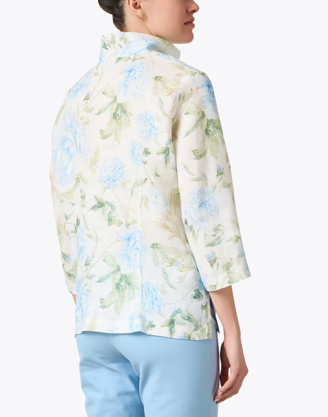 Ronette Blue and Green Print Linen Jacket