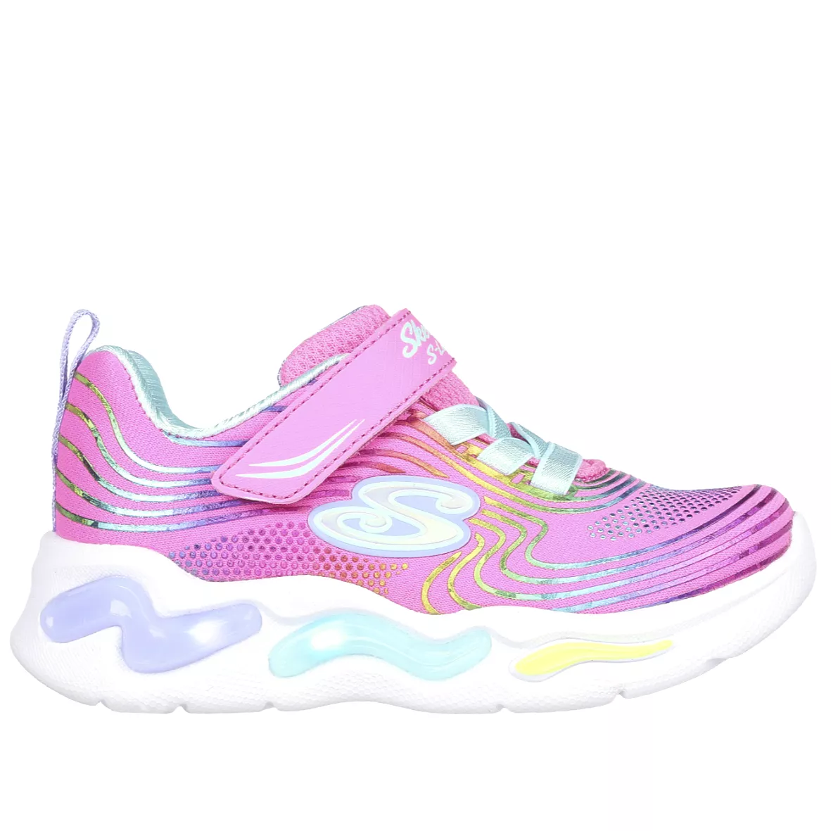 Skechers Pink Multi S Lights Wavy Beams Toddler Sneaker