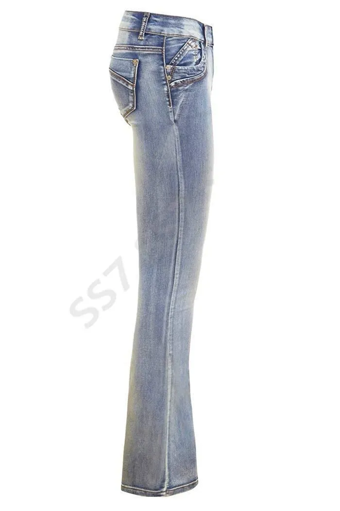  Slim Fit Ripped Bootcut Denim Jean