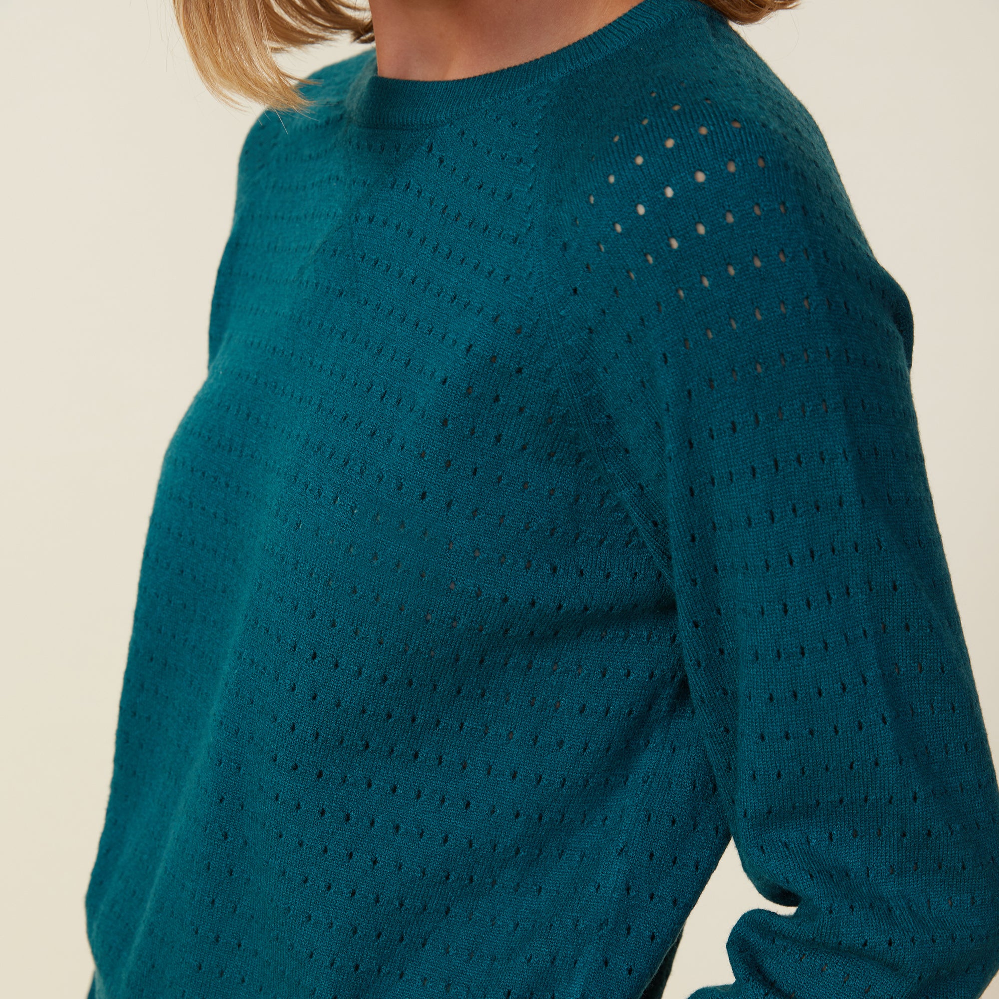 Soft Knit Pointelle Raglan Sweater