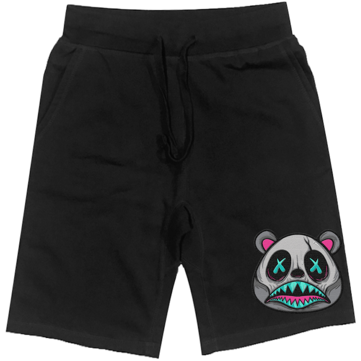 SOUTH BEACH BABY SKULL BAWS : Black Cotton Terry Fleece Shorts