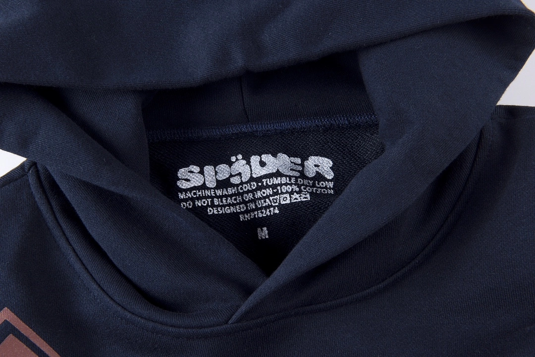 Sp5der Cropped Hoodie Navy Blue 12.12