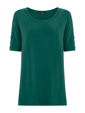 T-shirt girocollo con bottoni in Viscosa Summer  - Aventurine