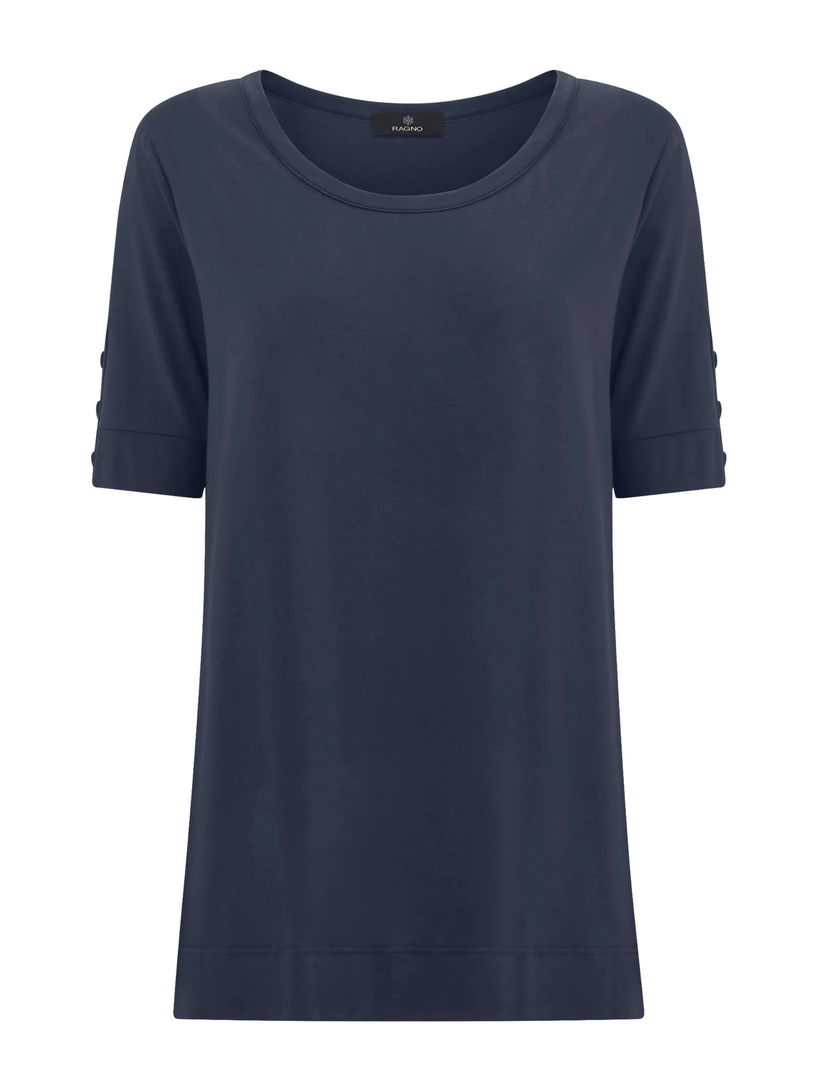 T-shirt girocollo con bottoni in Viscosa Summer  - Bleu