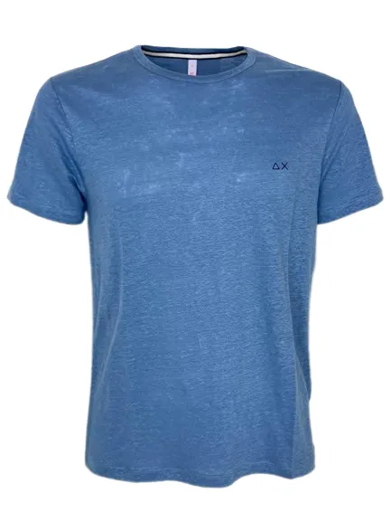 T-SHIRT UOMO AZZURRA 100% LINO