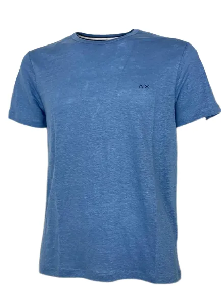 T-SHIRT UOMO AZZURRA 100% LINO