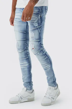 Tall Skinny Stretch Bleached Ripped Jean | boohooMAN UK