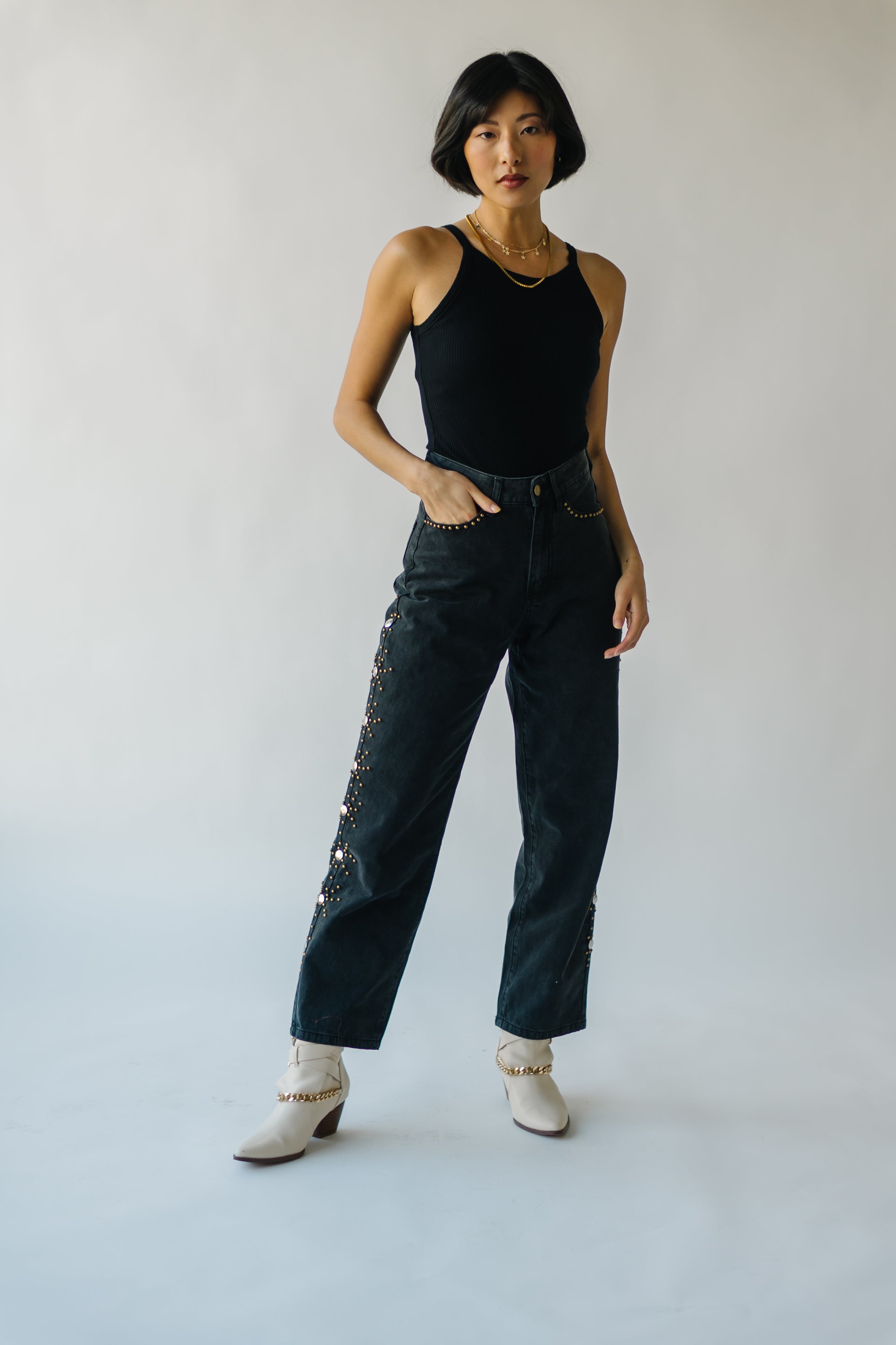 The Farrens Stud Detail Pant in Black