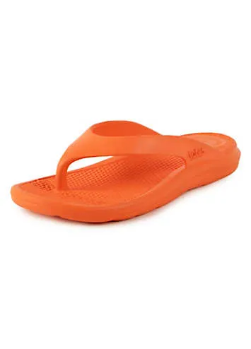 Totes Ladies Tiger Lily Orange Bounce Toe Post Sandals | Grattan