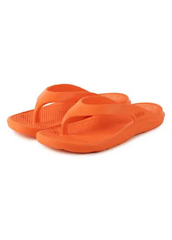 Totes Ladies Tiger Lily Orange Bounce Toe Post Sandals | Grattan