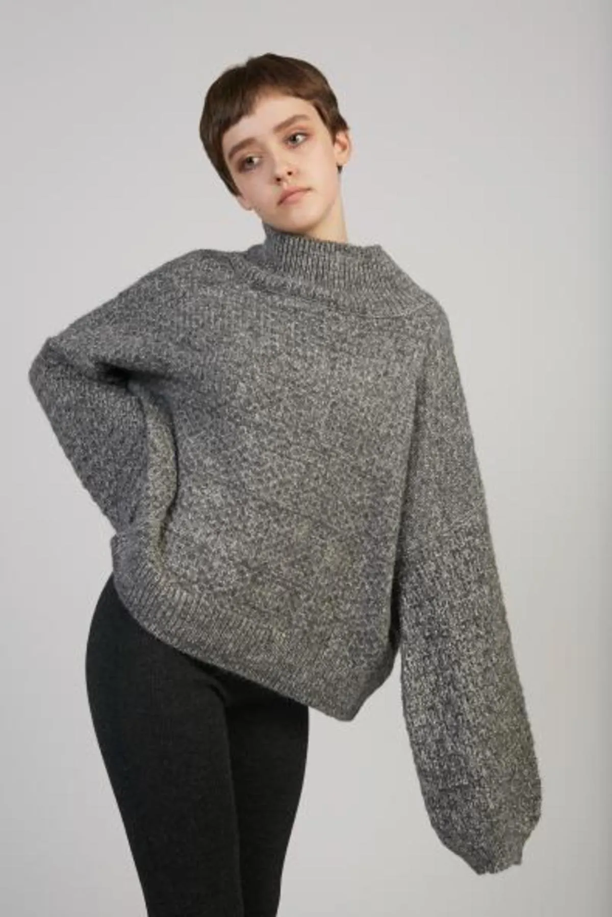 Tulip Sleeve sweater - charcoal