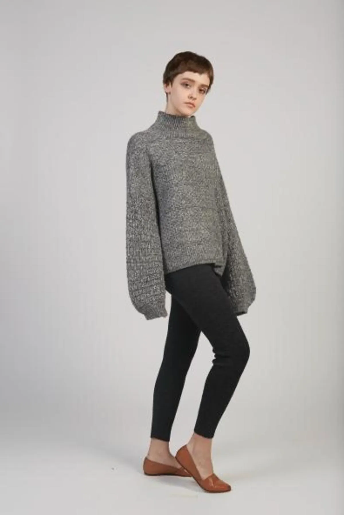 Tulip Sleeve sweater - charcoal