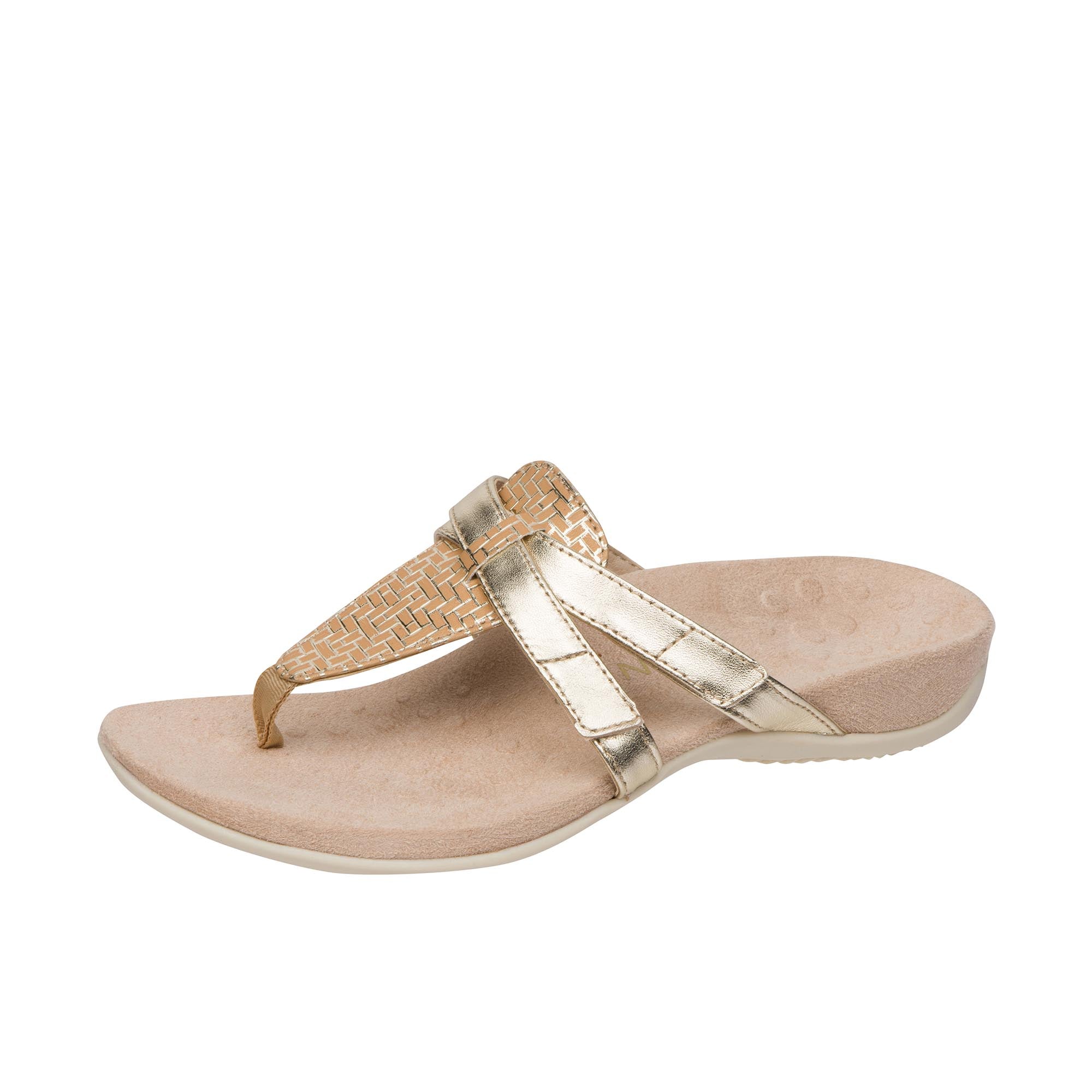 Vionic Womens Karley Toe Post Sandal Gold