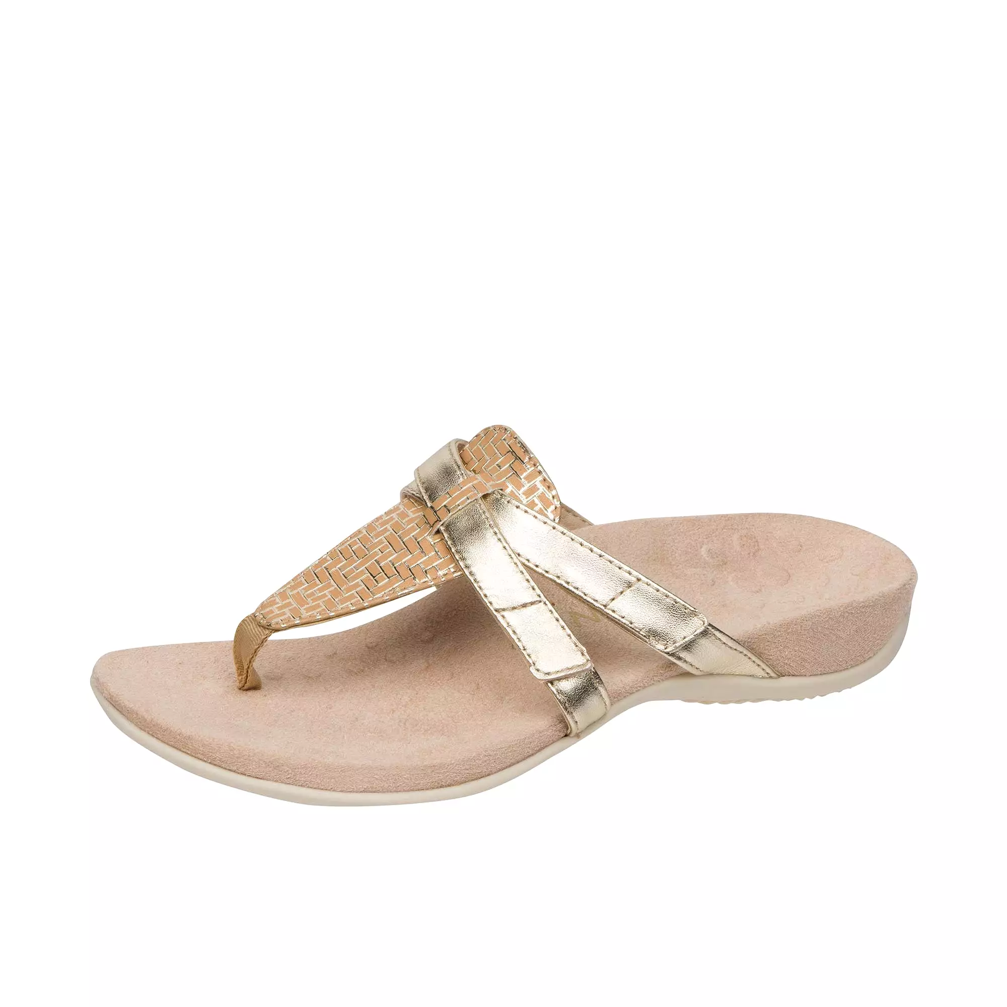 Vionic Womens Karley Toe Post Sandal Gold