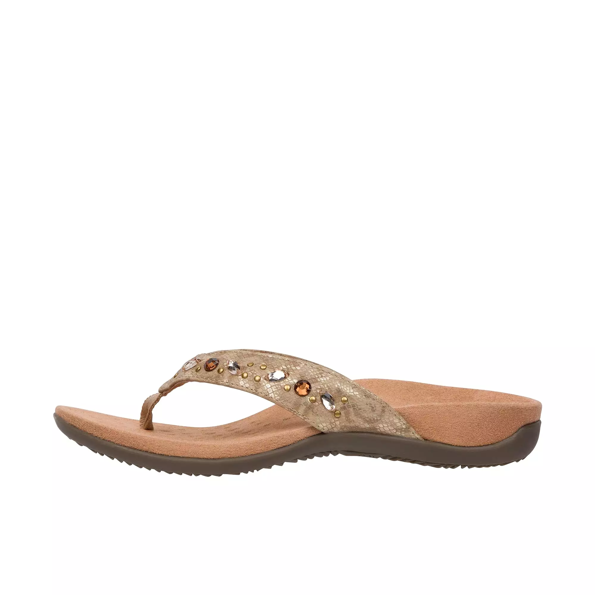 Vionic Womens Lucia Toe Post Sandal  Wheat