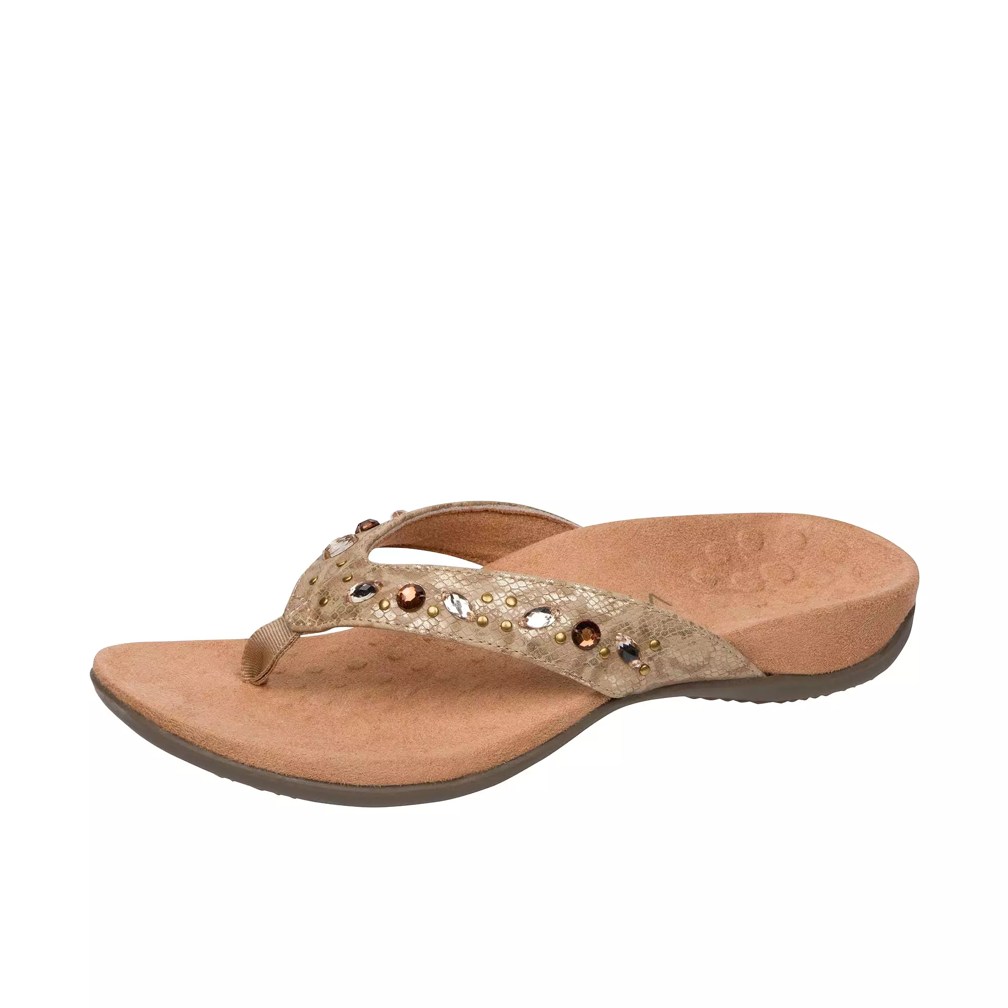 Vionic Womens Lucia Toe Post Sandal  Wheat