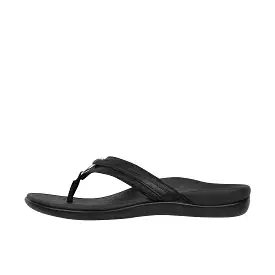 Vionic Womens Tide Aloe Toe Post Sandal Black Leather