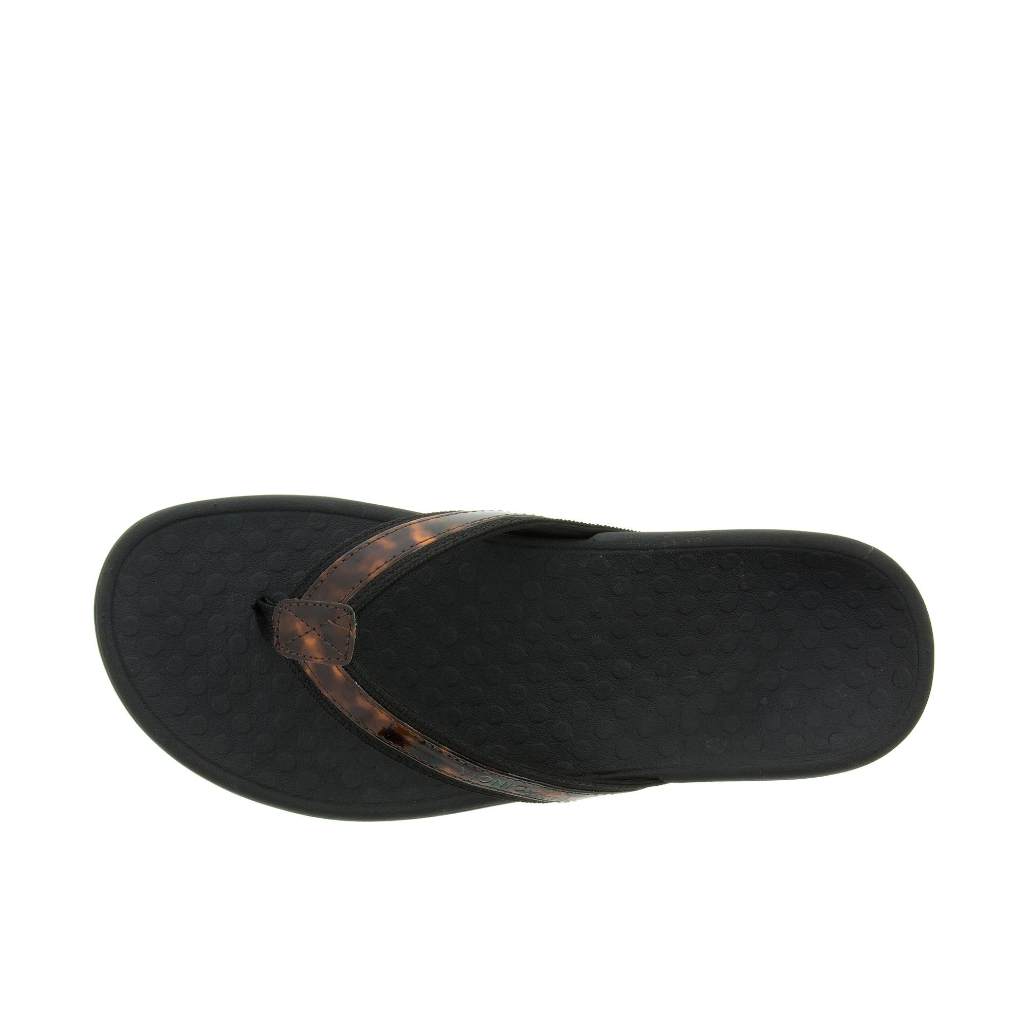 Vionic Womens Tide II Toe Post Sandal Black Tortoise