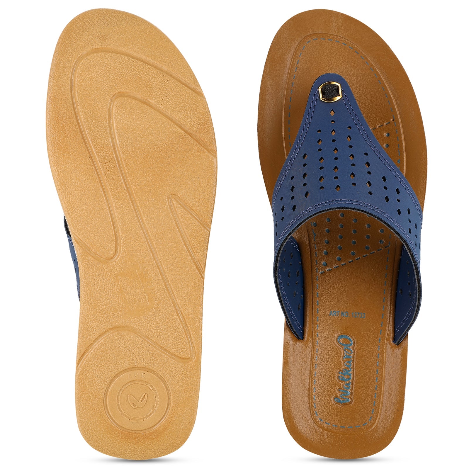 Walkaroo Womens Solid Thong Sandals  - 13733 Blue