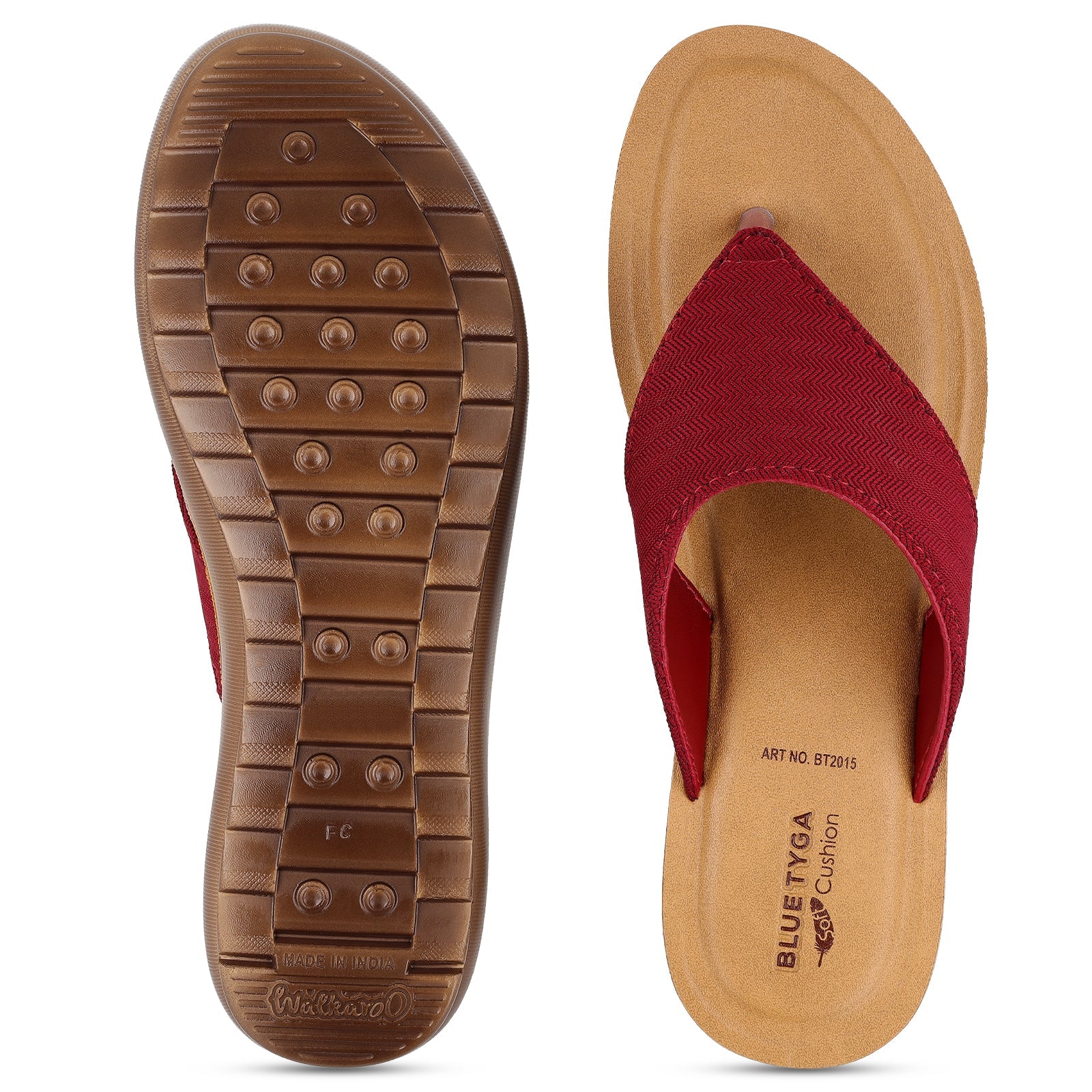 Walkaroo Womens Solid Thong Sandals  - BT2015 Maroon