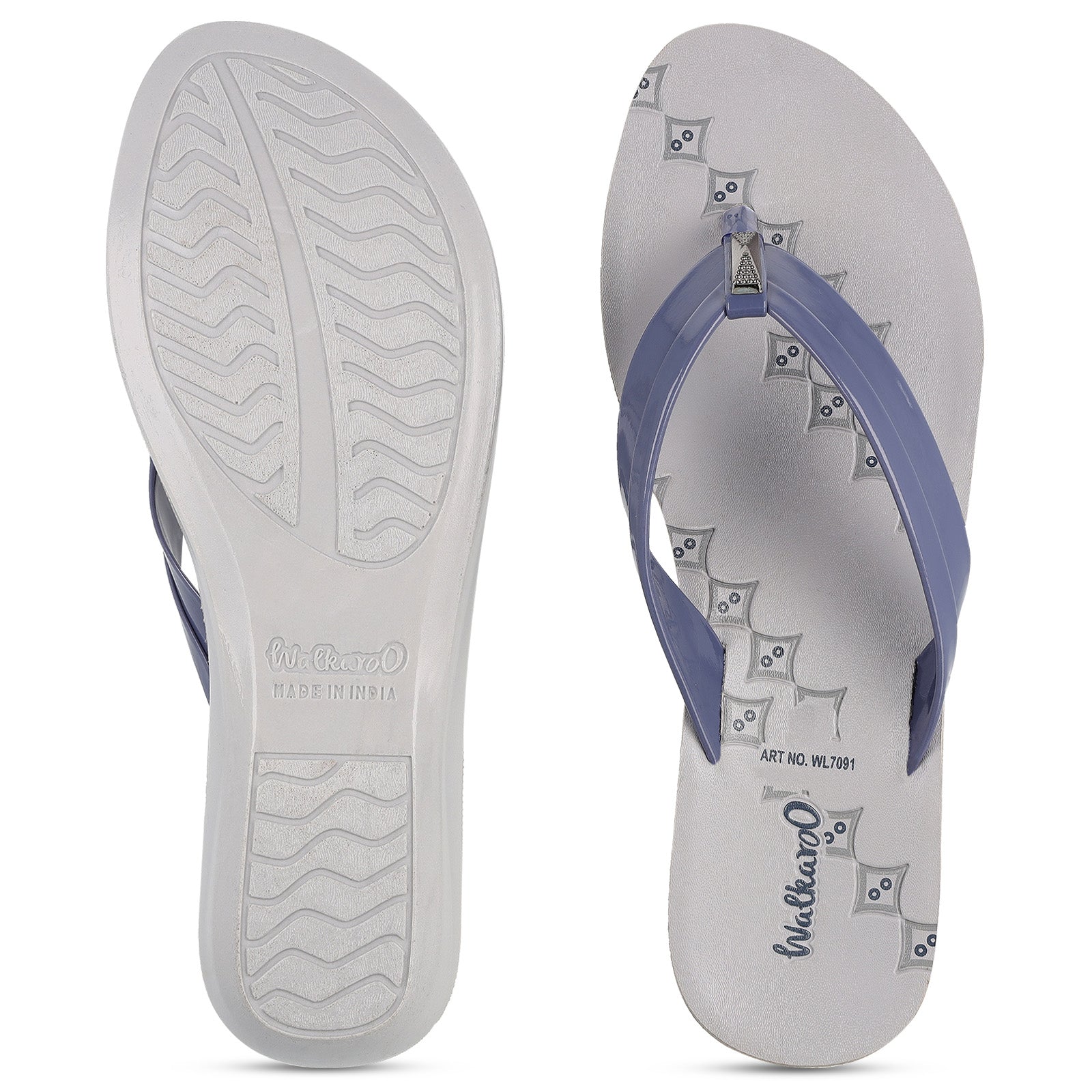 Walkaroo Womens Solid Thong Sandals  - WL7091 Blue