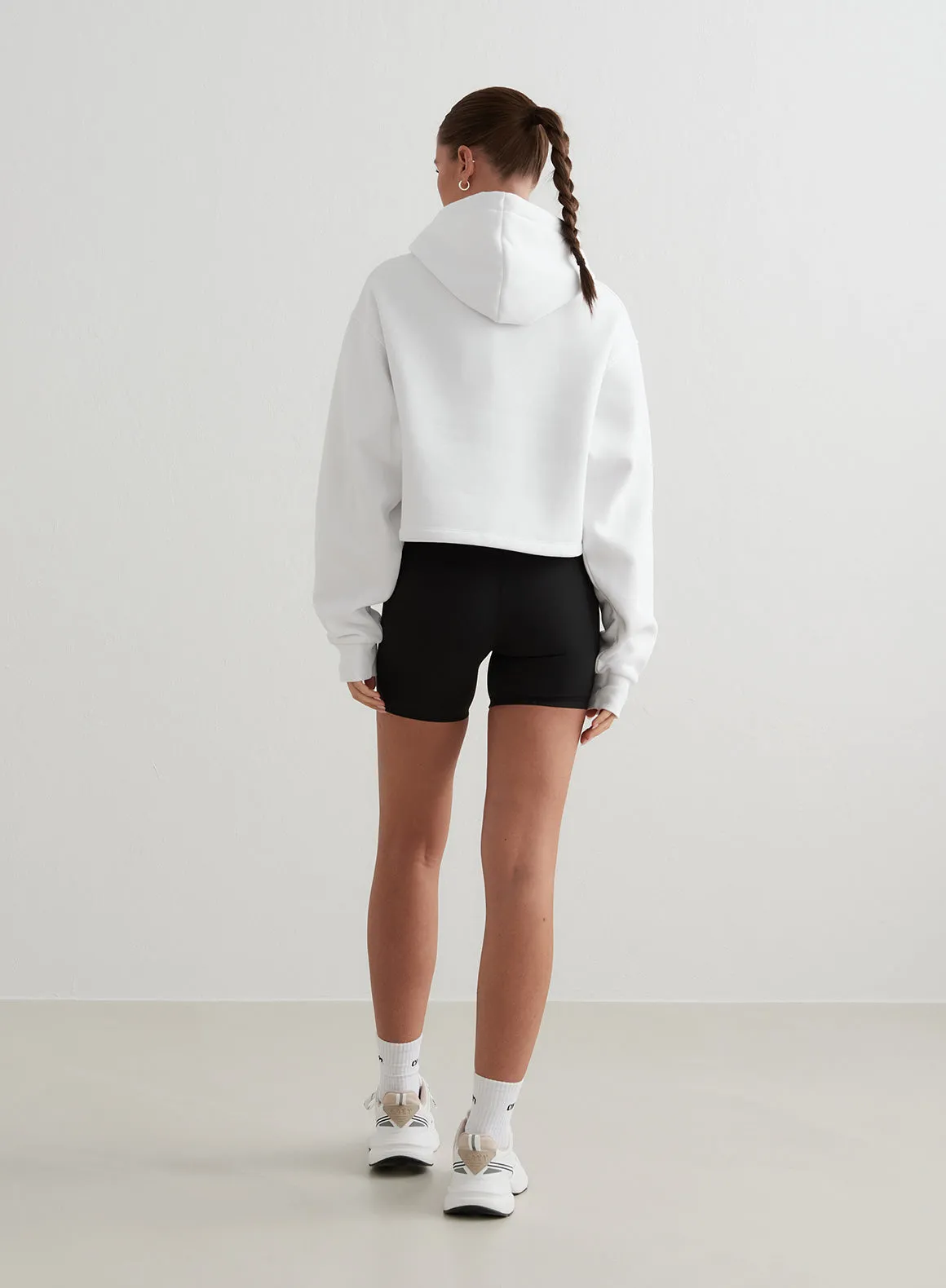 White Cropped Hoodie