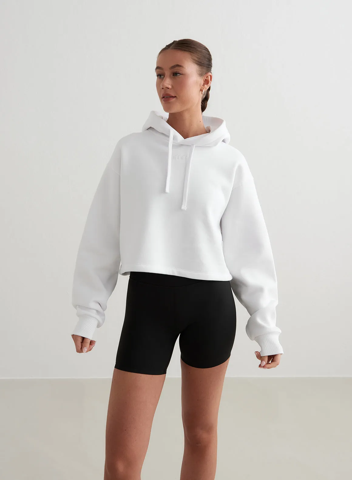 White Cropped Hoodie