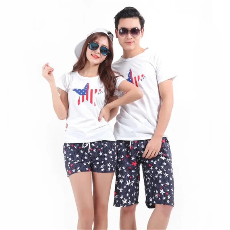 Women Men Lovers Couple Dots Short Pants Beach Board Shorts BlackSM6