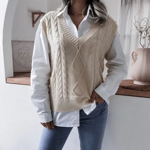 Women's Sweater Sleeveless Sweaters & Cardigans Casual Solid Color