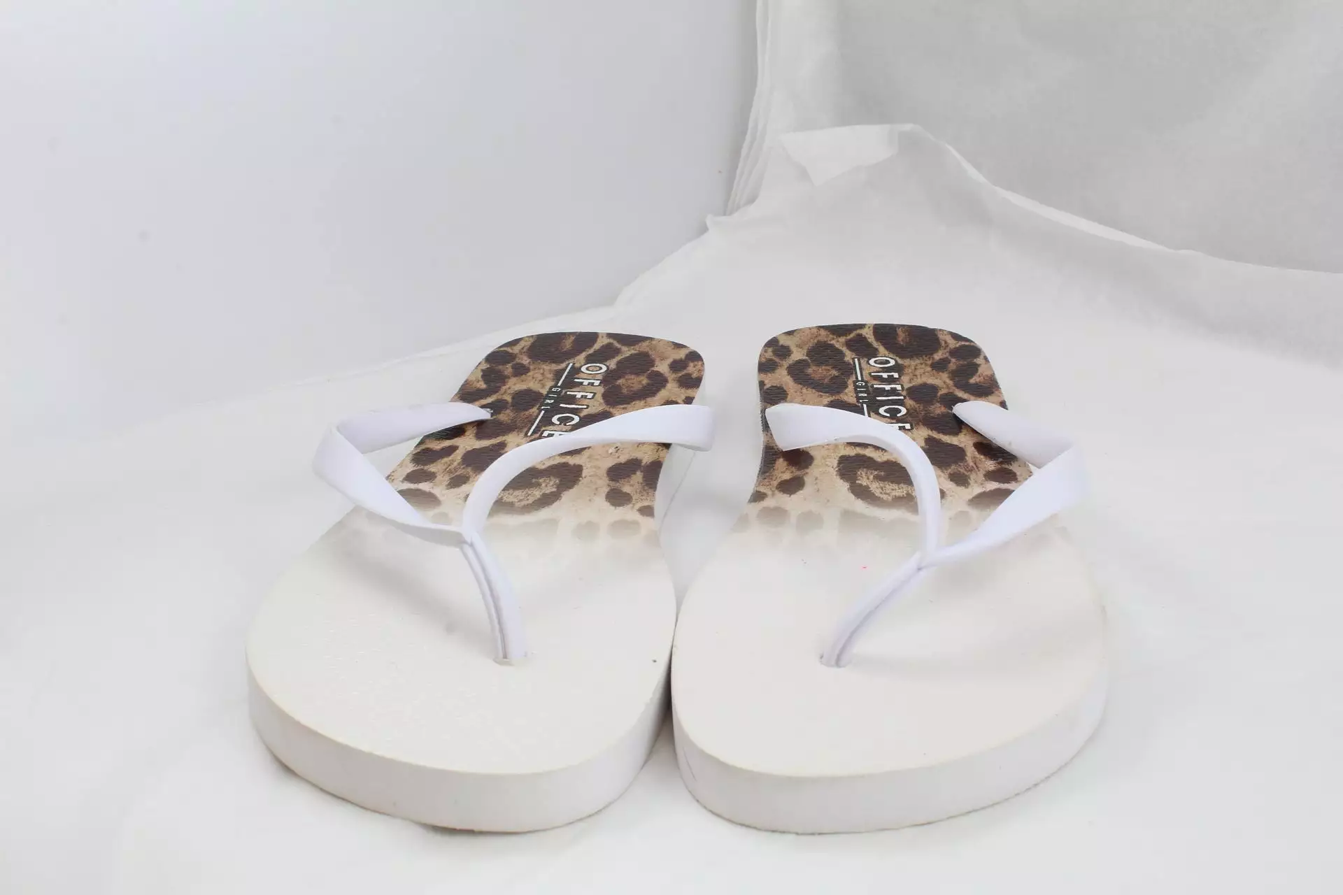 Womens Office Seaside Ombre Toe Post Sandal White Leopard